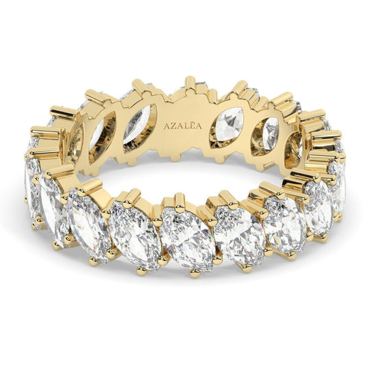 Unique Tilted Marquise Wedding Band / 14k Gold Marquise Eternity Wedding Ring / 2.75 CT Marquise Eternity Band / Anniversary Ring