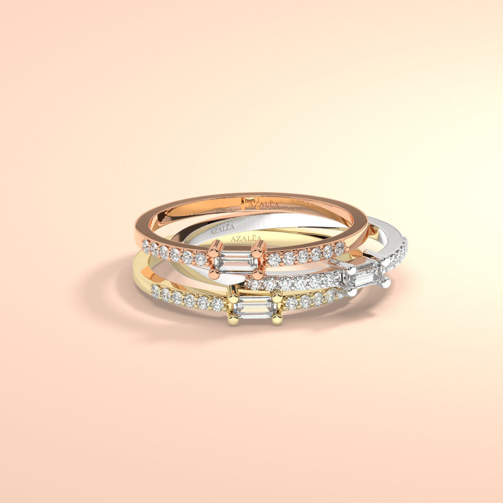 Baguette Diamond Engagement Ring / 14k Gold Baguette Diamond Wedding Band / Baguette Diamond Ring / Diamond Stacking Ring / Anniversary Gift