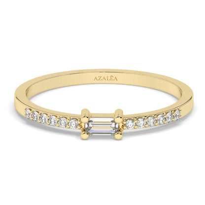 Baguette Diamond Engagement Ring / 14k Gold Baguette Diamond Wedding Band / Baguette Diamond Ring / Diamond Stacking Ring / Anniversary Gift