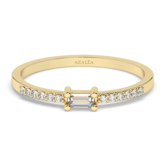 Baguette Diamond Engagement Ring / 14k Gold Baguette Diamond Wedding Band / Baguette Diamond Ring / Diamond Stacking Ring / Anniversary Gift