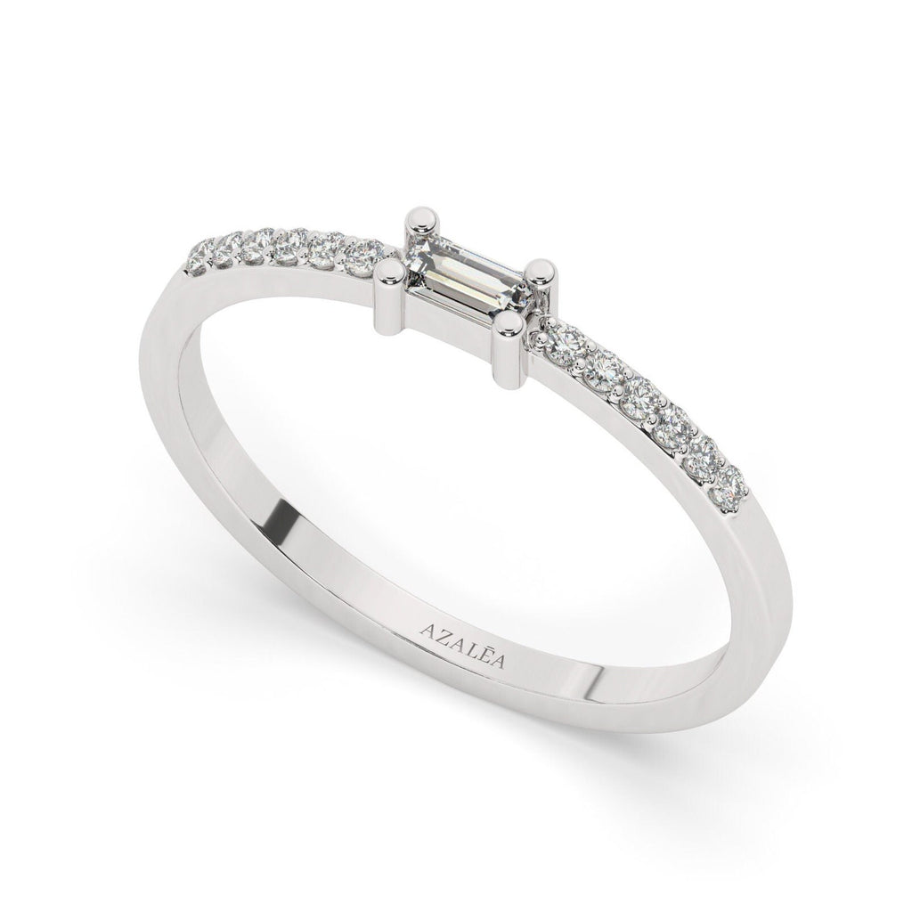 Baguette Diamond Engagement Ring / 14k Gold Baguette Diamond Wedding Band / Baguette Diamond Ring / Diamond Stacking Ring / Anniversary Gift