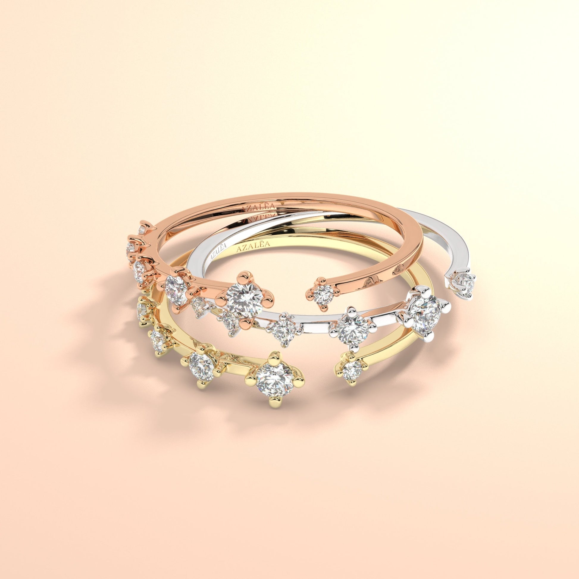 Diamond Stacking Ring / 14k Gold Diamond Wedding Ring / Cuff Ring / Graduation Gift / Bridal Gift / Birthday Gift / Anniversary Ring