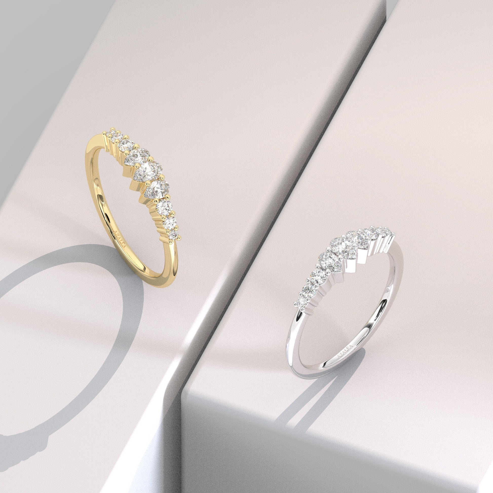 Pear Diamond Stacking Ring / 14k Gold Pear Diamond Wedding Band / Teardrop Engagement Ring / Diamond Wedding Band / Diamond Gift Idea