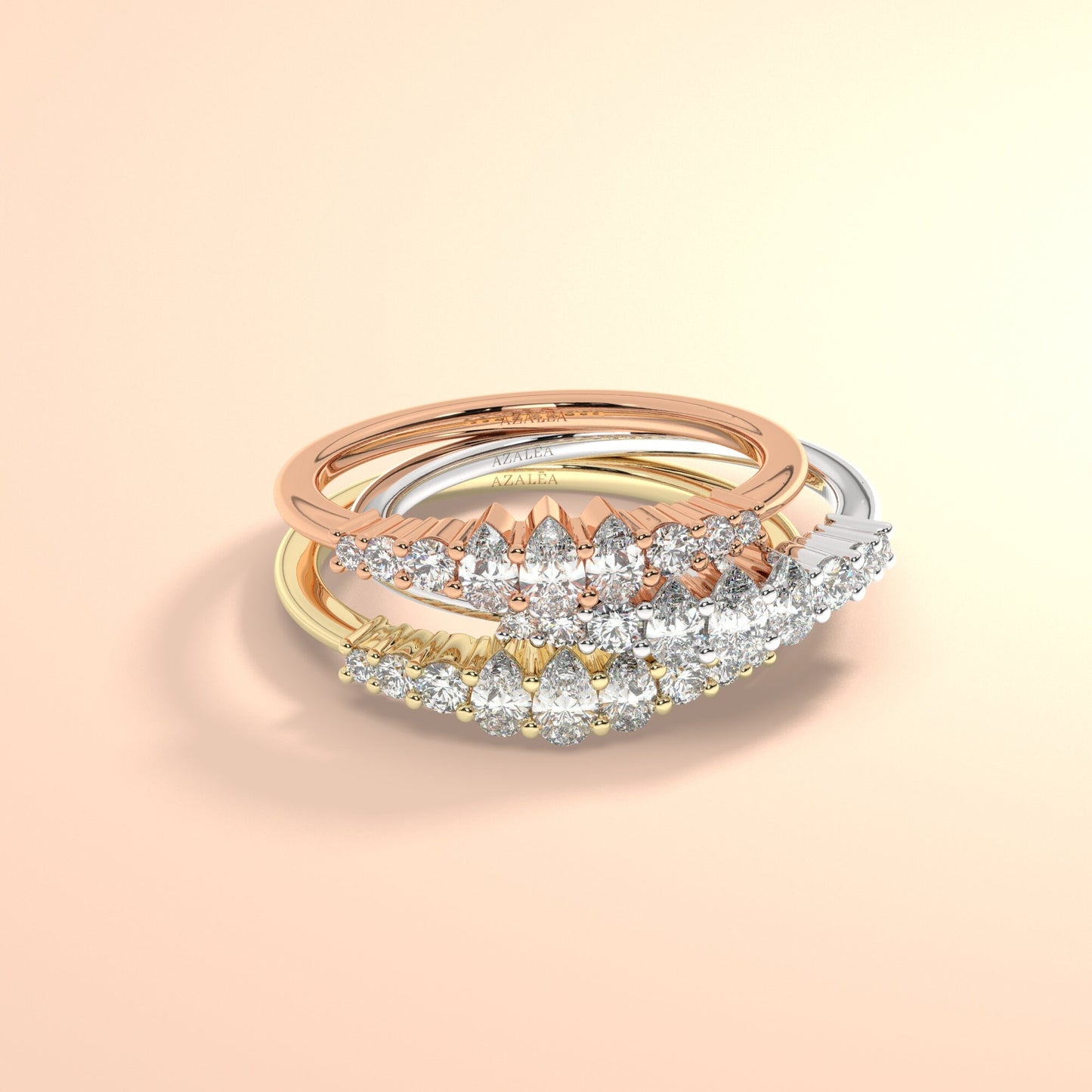 Pear Diamond Stacking Ring / 14k Gold Pear Diamond Wedding Band / Teardrop Engagement Ring / Diamond Wedding Band / Diamond Gift Idea