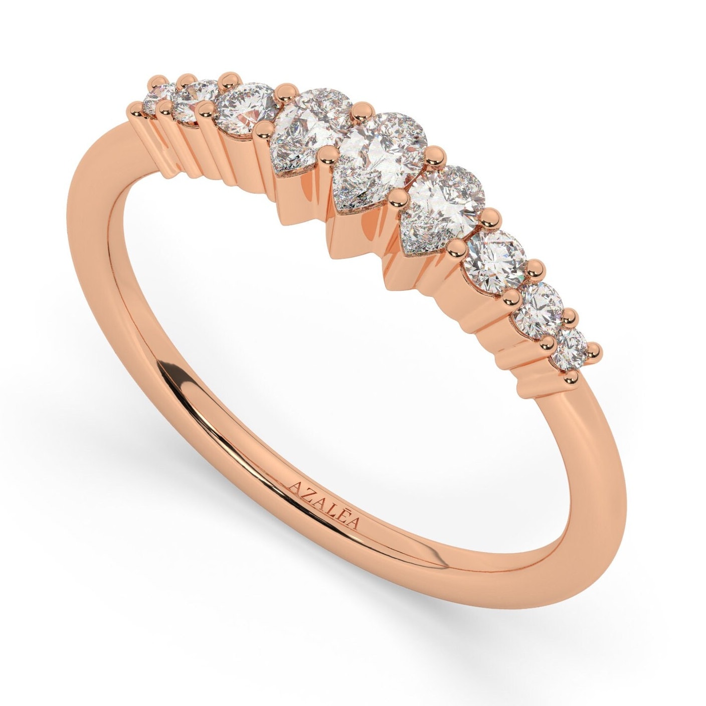 Pear Diamond Stacking Ring / 14k Gold Pear Diamond Wedding Band / Teardrop Engagement Ring / Diamond Wedding Band / Diamond Gift Idea