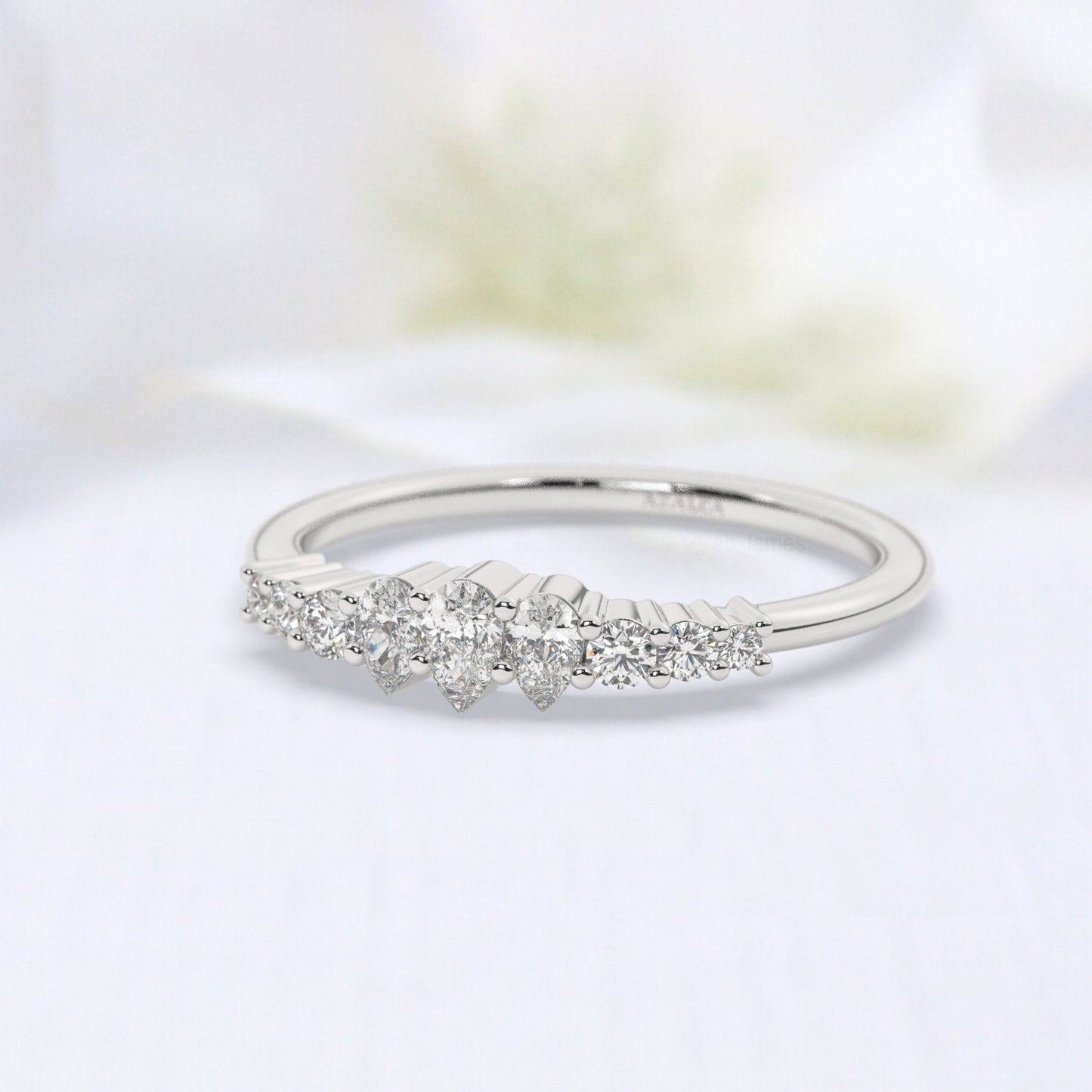 Pear Diamond Stacking Ring / 14k Gold Pear Diamond Wedding Band / Teardrop Engagement Ring / Diamond Wedding Band / Diamond Gift Idea