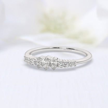 Pear Diamond Stacking Ring / 14k Gold Pear Diamond Wedding Band / Teardrop Engagement Ring / Diamond Wedding Band / Diamond Gift Idea
