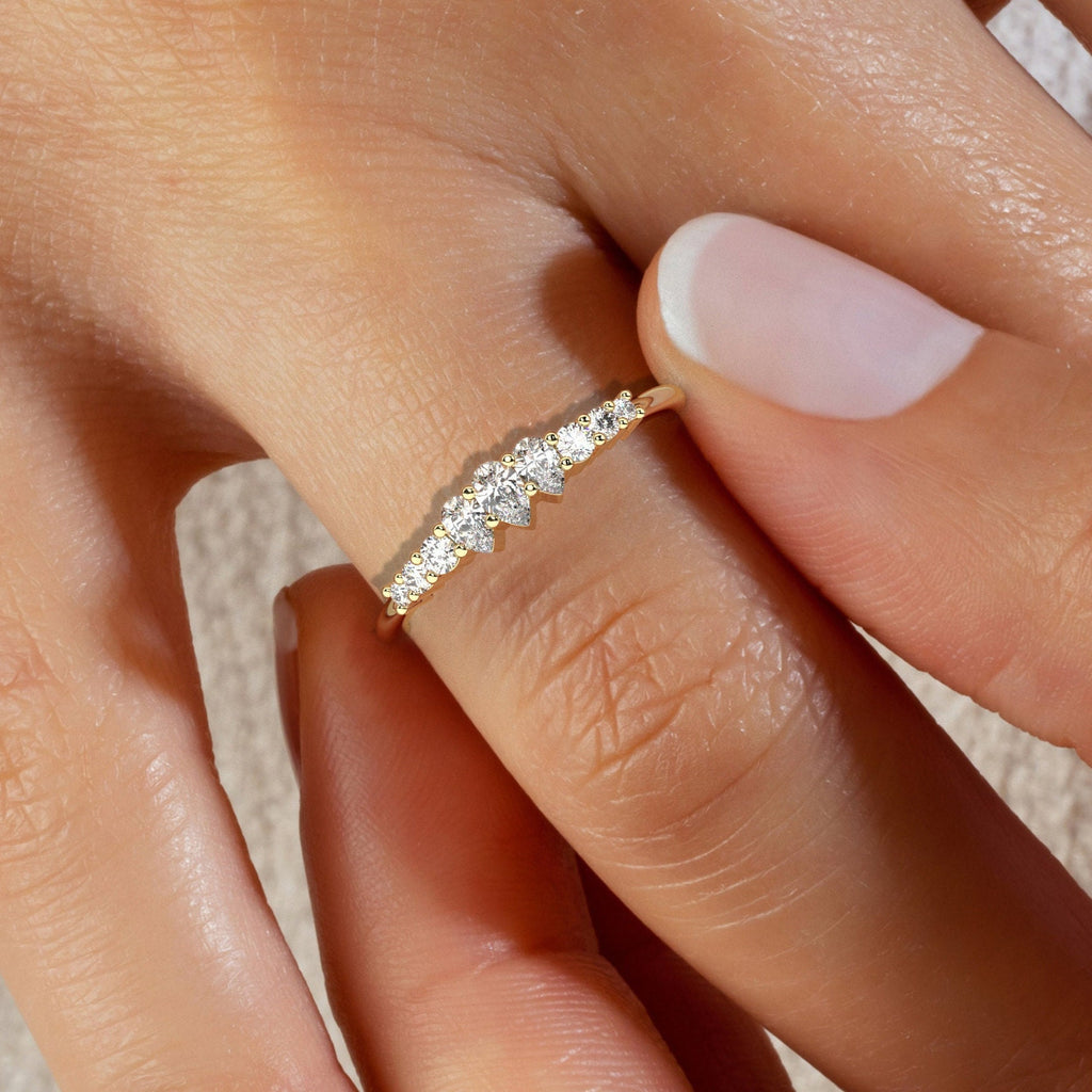 Pear Diamond Stacking Ring / 14k Gold Pear Diamond Wedding Band / Teardrop Engagement Ring / Diamond Wedding Band / Diamond Gift Idea