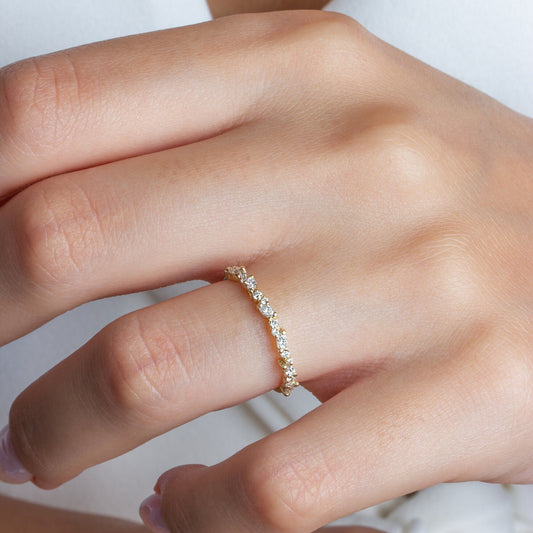 Diamond Wedding Band / 14k Marquise and Round Diamond Wedding Ring / Wedding Band / Stacking Ring / Diamond Bridal Gift Ideas