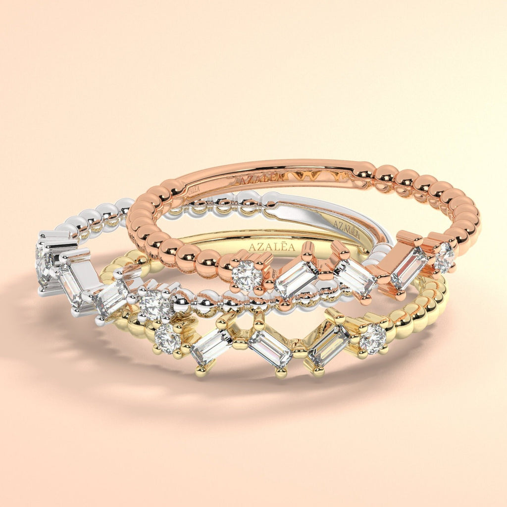 Baguette Diamond Stacking Ring / 14k Gold Baguette Diamond Stacking Ring / Baguette Diamond Stacking Ring / Bridal Gift / Anniversary Gift