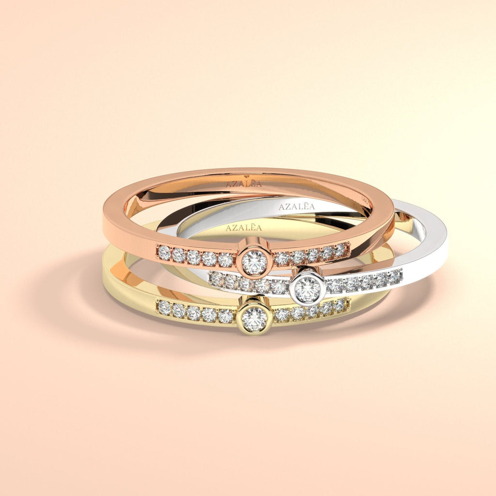 Diamond Wedding Band / 14k Gold Bezel Diamond Wedding Band / Engagement Ring / Diamond Stacking Ring / Wedding Ring / Diamond Gift Ideas