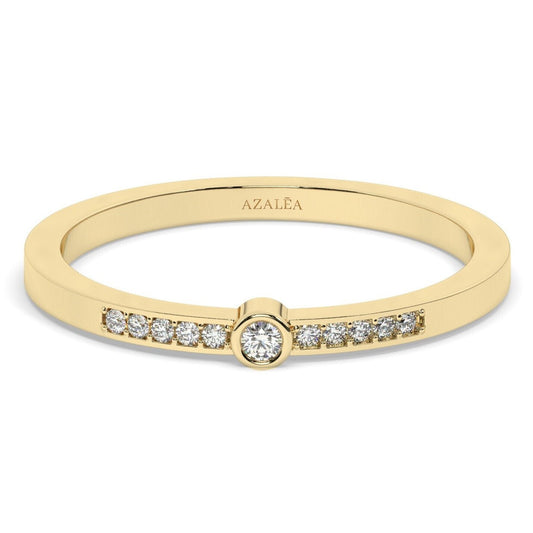 Diamond Wedding Band / 14k Gold Bezel Diamond Wedding Band / Engagement Ring / Diamond Stacking Ring / Wedding Ring / Diamond Gift Ideas