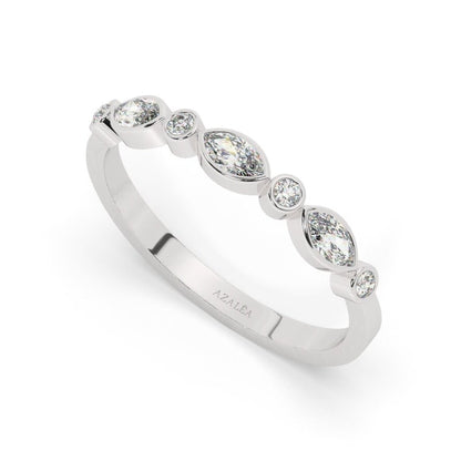 Diamond Eternity Band / 14k Gold Alternating Diamond Eternity Wedding Band / Bezel set wedding band / Diamond Stacking Ring / Birthday Gift