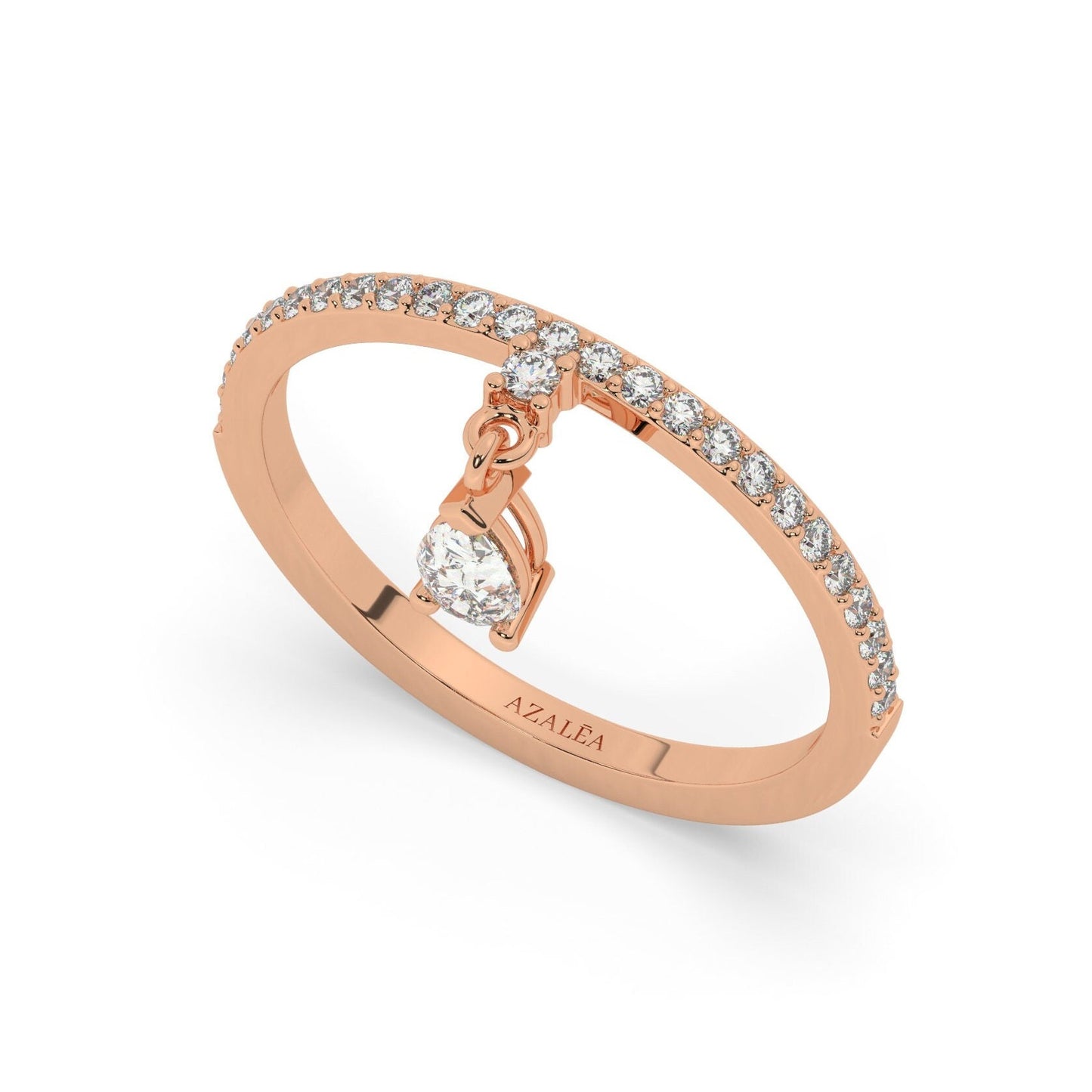 Dangling Diamond Charm Ring / 14k Solid Gold Diamond Dangle Ring / Diamond Charm Ring / Diamond Dangling Ring / Diamond Stacking Ring