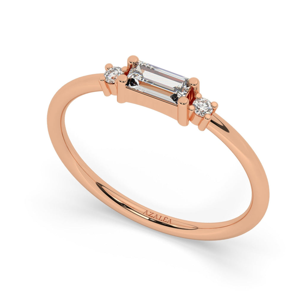 Baguette Diamond Stacking Ring / .25CT 14k Gold Baguette Diamond Wedding Ring / Diamond Stacking Ring / Anniversary Gift / Diamond Gift Idea