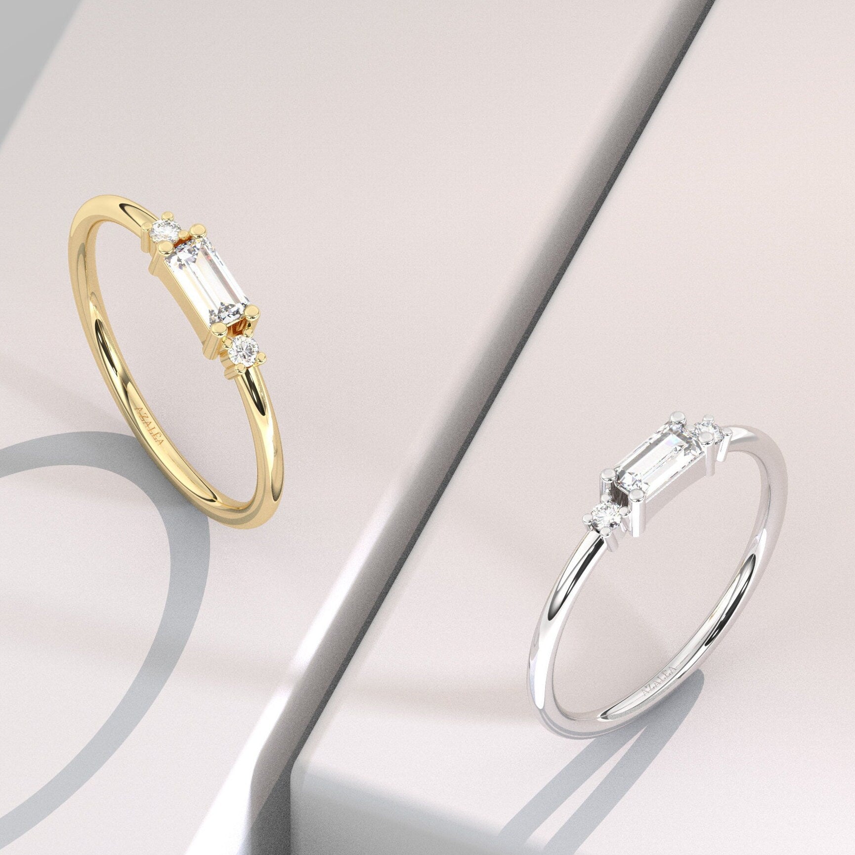 Baguette Diamond Stacking Ring / .25CT 14k Gold Baguette Diamond Wedding Ring / Diamond Stacking Ring / Anniversary Gift / Diamond Gift Idea