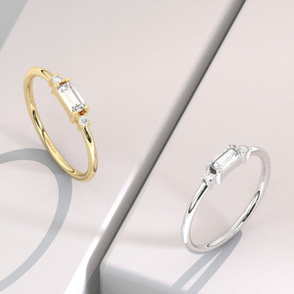 Baguette Diamond Stacking Ring / .25CT 14k Gold Baguette Diamond Wedding Ring / Diamond Stacking Ring / Anniversary Gift / Diamond Gift Idea