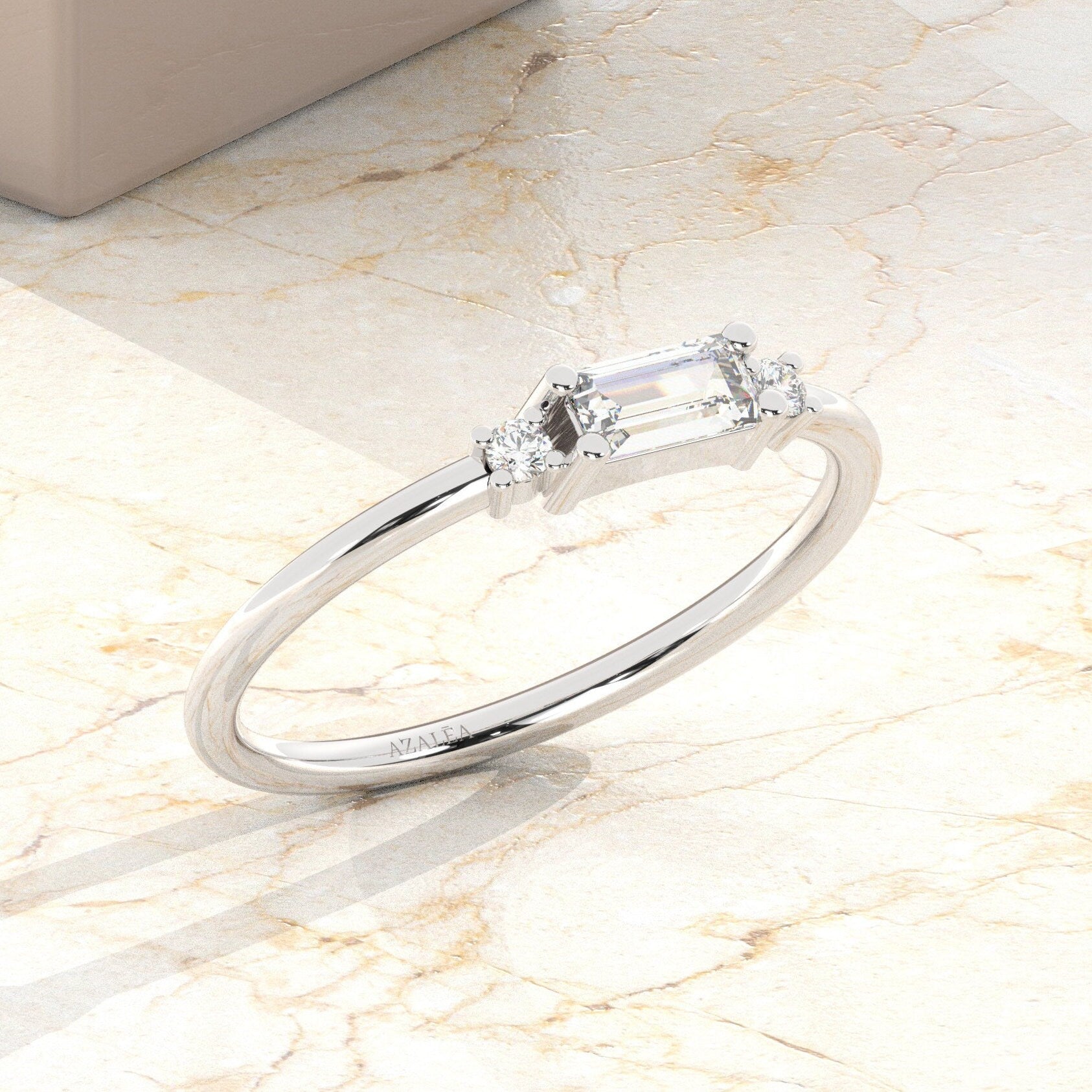 Baguette Diamond Stacking Ring / .25CT 14k Gold Baguette Diamond Wedding Ring / Diamond Stacking Ring / Anniversary Gift / Diamond Gift Idea