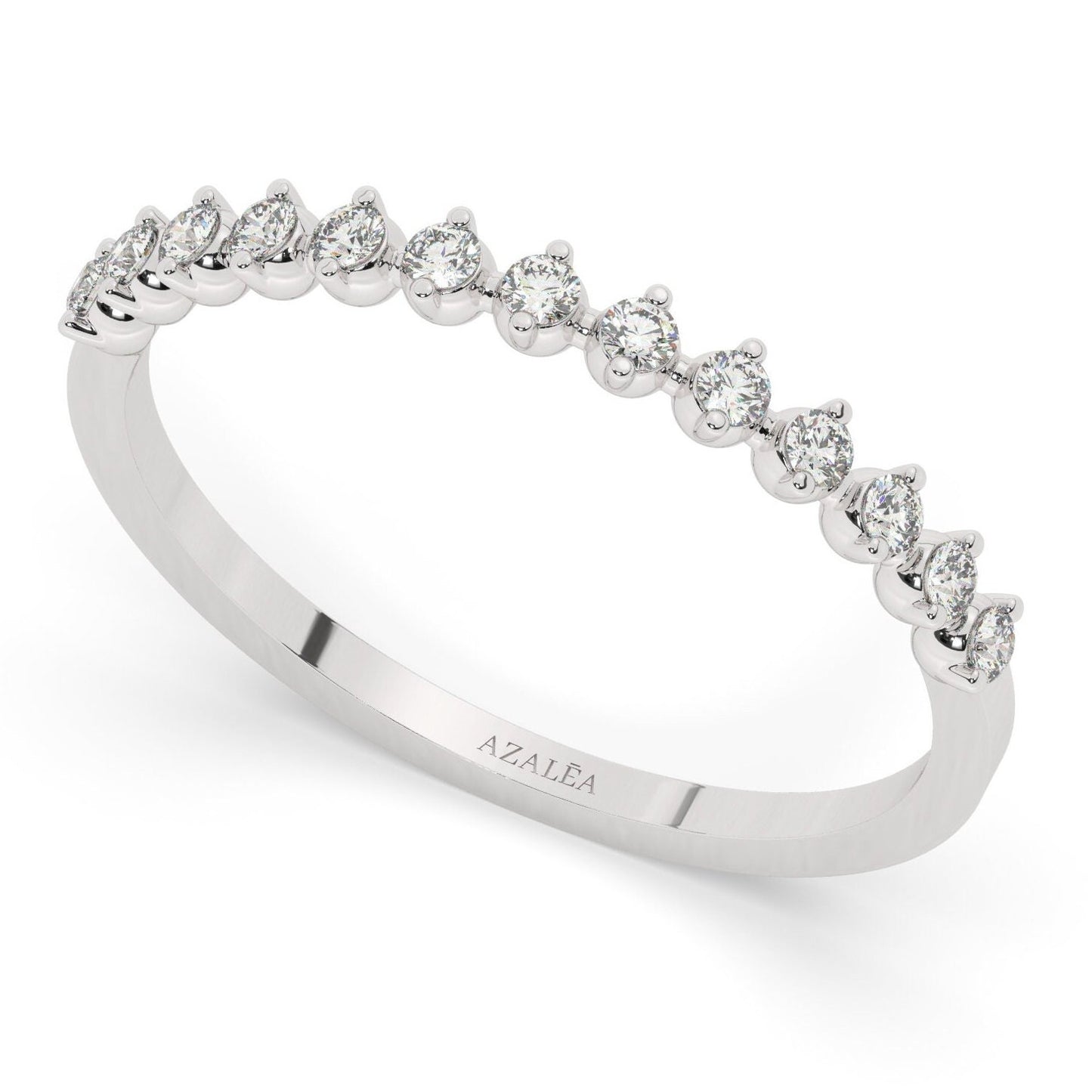 Diamond Half Eternity Wedding Ring / 14k Gold Round Diamond Wedding Band / Engagement Ring / Diamond Stacking Ring / Wedding Ring