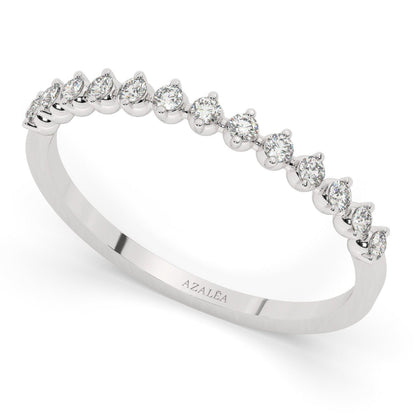 Diamond Half Eternity Wedding Ring / 14k Gold Round Diamond Wedding Band / Engagement Ring / Diamond Stacking Ring / Wedding Ring