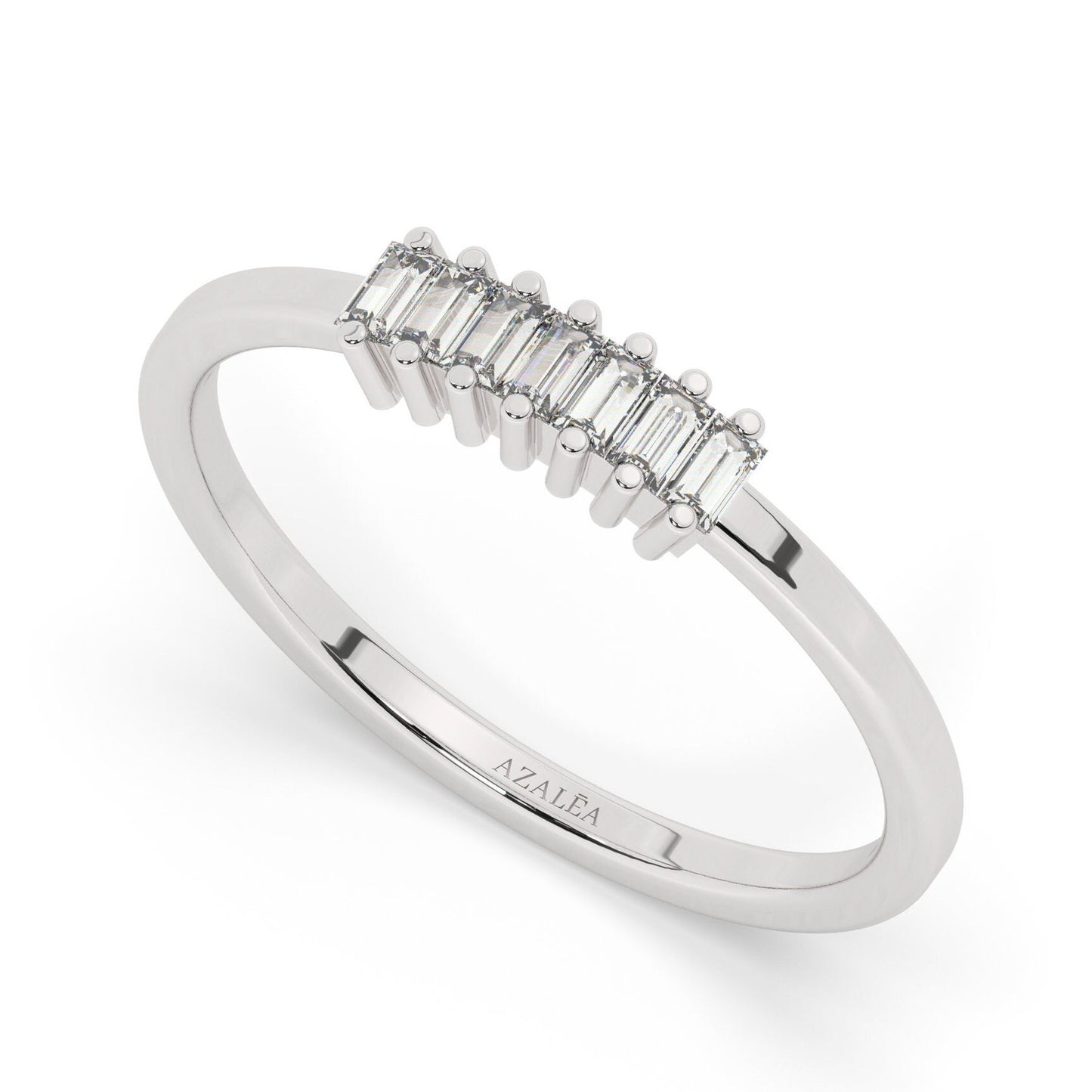 Baguette Diamond Stacking Ring / 14k Gold Baguette Diamond Wedding Band / Diamond Stacking Ring / Bridal Gift / Anniversary Gift