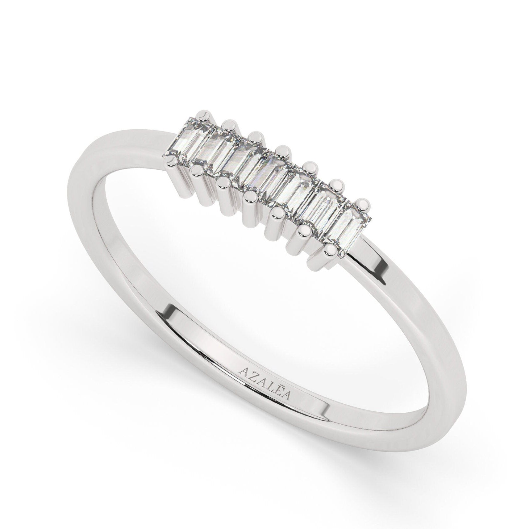 Baguette Diamond Stacking Ring / 14k Gold Baguette Diamond Wedding Band / Diamond Stacking Ring / Bridal Gift / Anniversary Gift