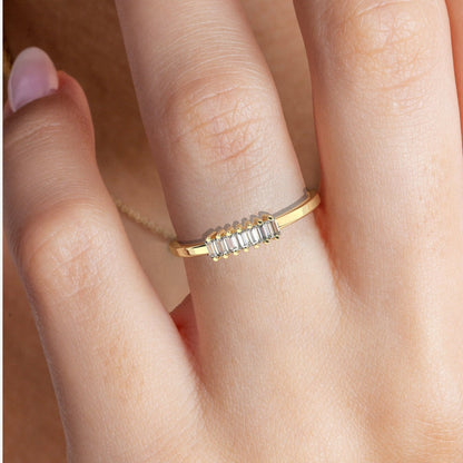 Baguette Diamond Stacking Ring / 14k Gold Baguette Diamond Wedding Band / Diamond Stacking Ring / Bridal Gift / Anniversary Gift