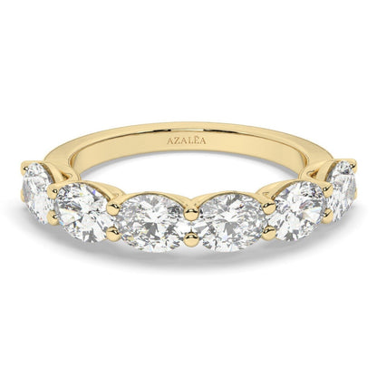 East West Oval Cut Diamond Wedding Band / 1.50 ct Oval Diamond Ring / Oval Diamond Anniversary Ring/ Birthday Gift / Diamond Promise Ring