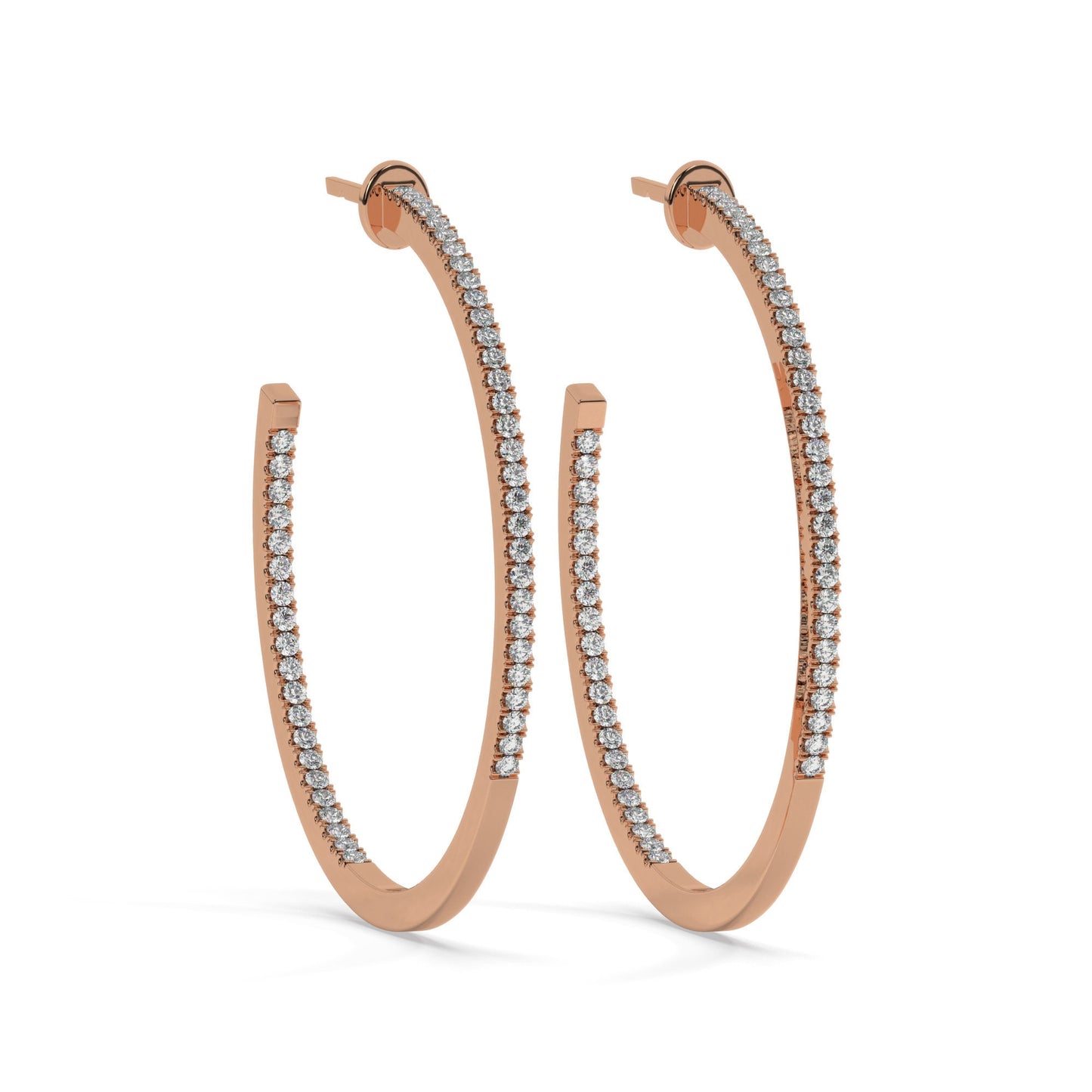 14k Gold Pave Diamond Hoops / Large Hoop Earrings / Diamond Inside Out Hoop Earrings / Anniversary Birthday / Bridal Wedding Gift for her