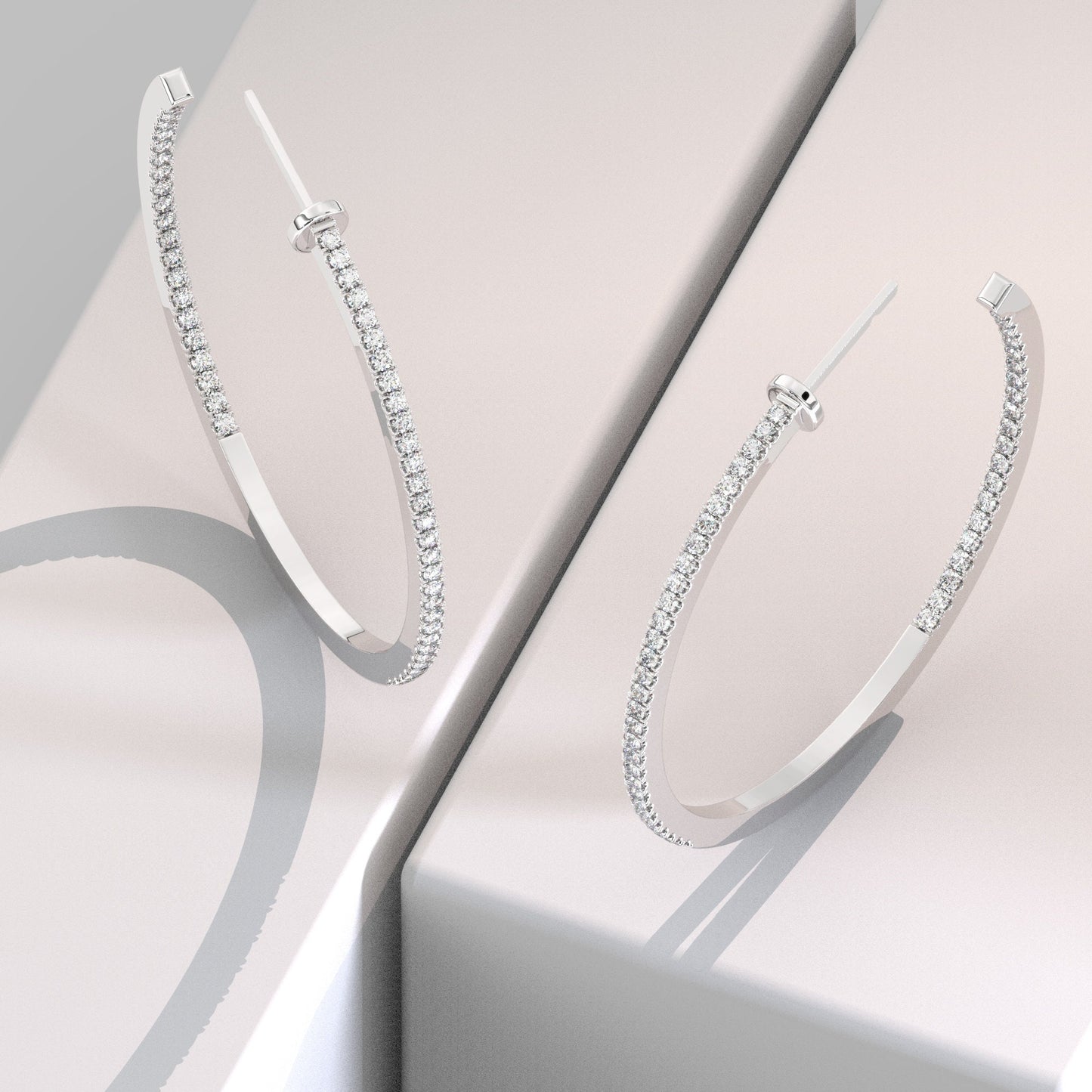 14k Gold Pave Diamond Hoops / Large Hoop Earrings / Diamond Inside Out Hoop Earrings / Anniversary Birthday / Bridal Wedding Gift for her