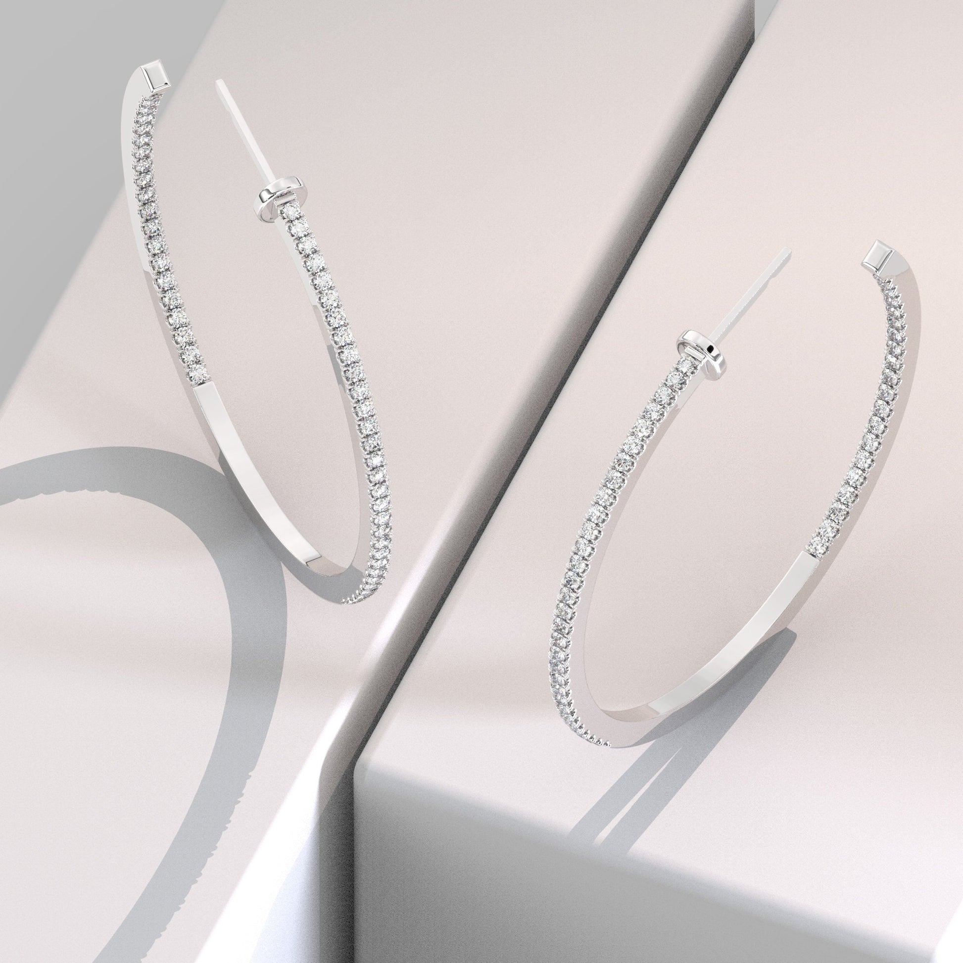 14k Gold Pave Diamond Hoops / Large Hoop Earrings / Diamond Inside Out Hoop Earrings / Anniversary Birthday / Bridal Wedding Gift for her