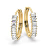 Baguette Diamond Hoop Earrings / 14k Diamond Hoop Earrings / Diamond Huggie Earrings/ Gift