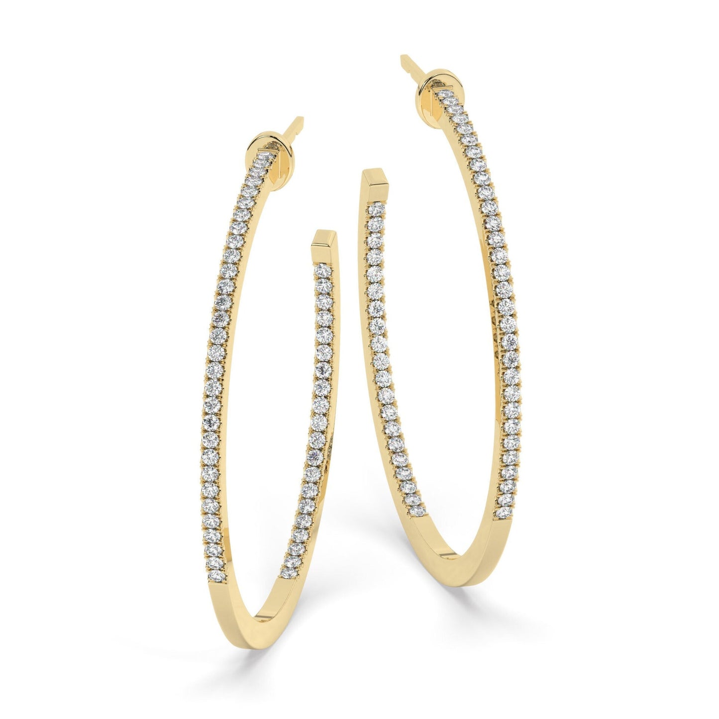 14k Gold Pave Diamond Hoops / Large Hoop Earrings / Diamond Inside Out Hoop Earrings / Anniversary Birthday / Bridal Wedding Gift for her