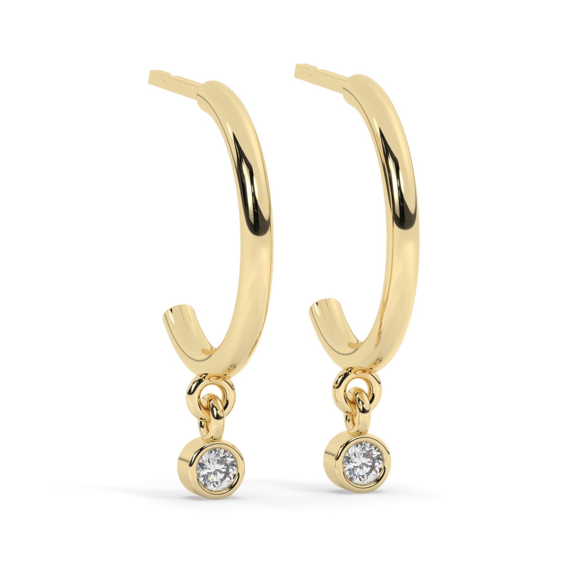 Diamond Hoop Earrings / 14k Dangling Diamond Hoop Earrings / Anniversary Gift / Birthday Gift / Graduation Gift / Bridal Gift / Wedding Gift