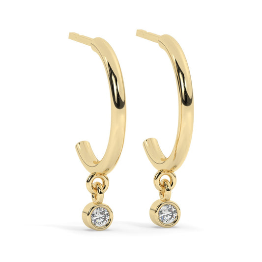 Diamond Hoop Earrings / 14k Dangling Diamond Hoop Earrings / Anniversary Gift / Birthday Gift / Graduation Gift / Bridal Gift / Wedding Gift