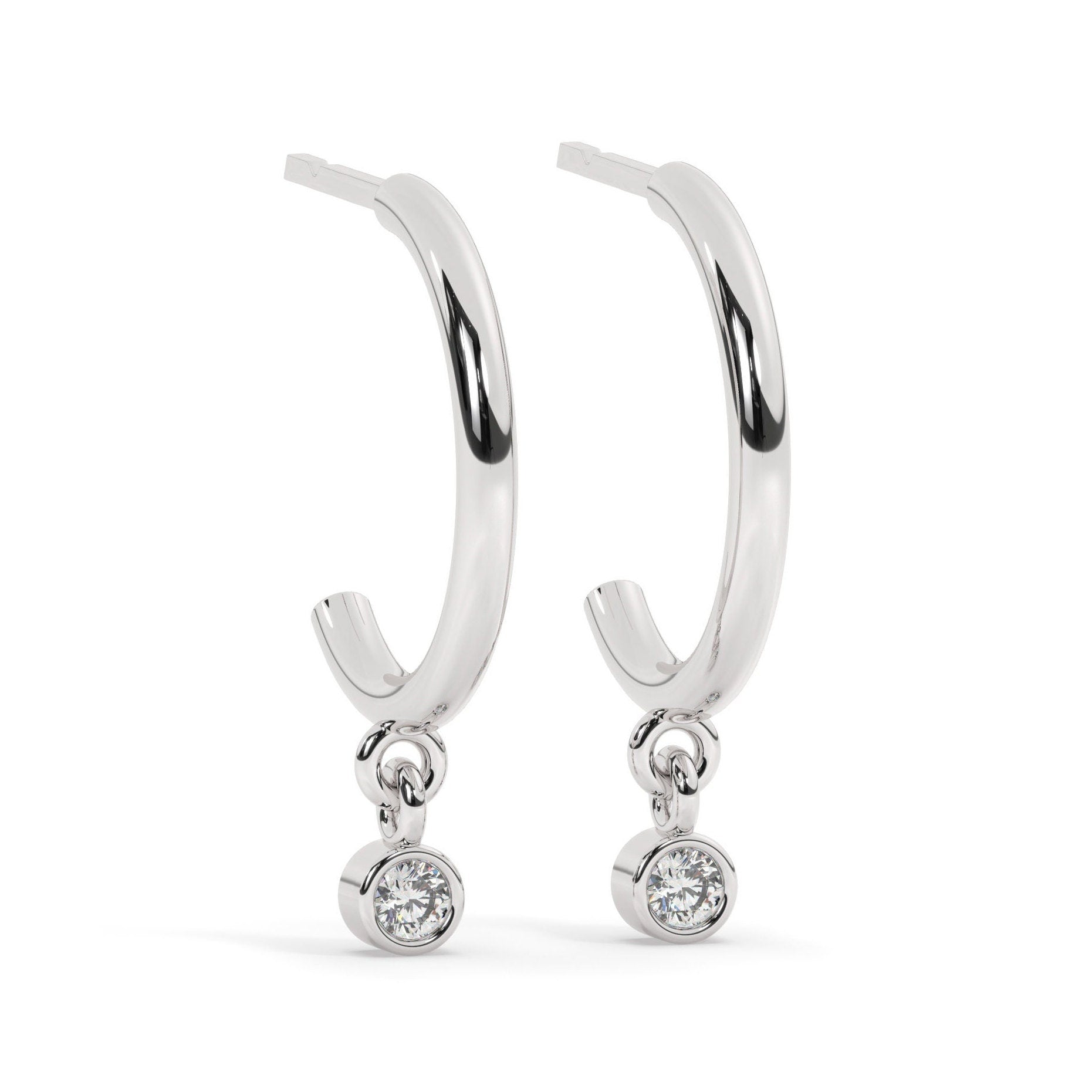 Diamond Hoop Earrings / 14k Dangling Diamond Hoop Earrings / Anniversary Gift / Birthday Gift / Graduation Gift / Bridal Gift / Wedding Gift