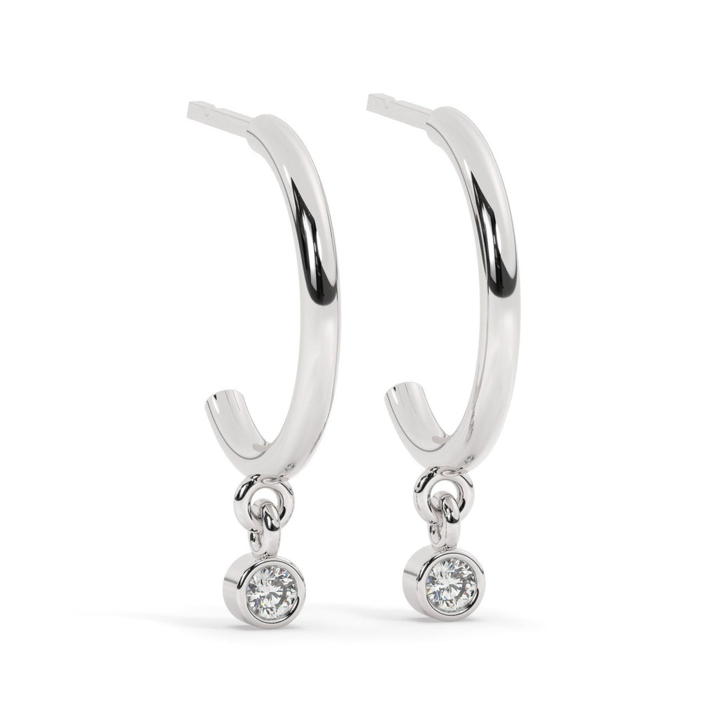 Diamond Hoop Earrings / 14k Dangling Diamond Hoop Earrings / Anniversary Gift / Birthday Gift / Graduation Gift / Bridal Gift / Wedding Gift