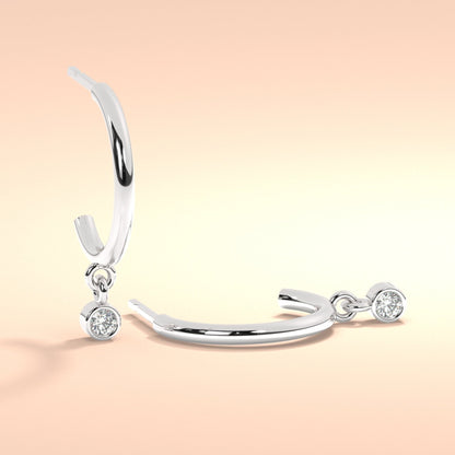 Diamond Hoop Earrings / 14k Dangling Diamond Hoop Earrings / Anniversary Gift / Birthday Gift / Graduation Gift / Bridal Gift / Wedding Gift