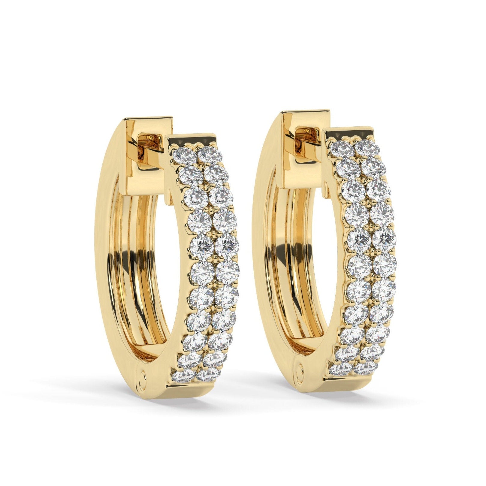 Double Row Diamond Hoop Earrings