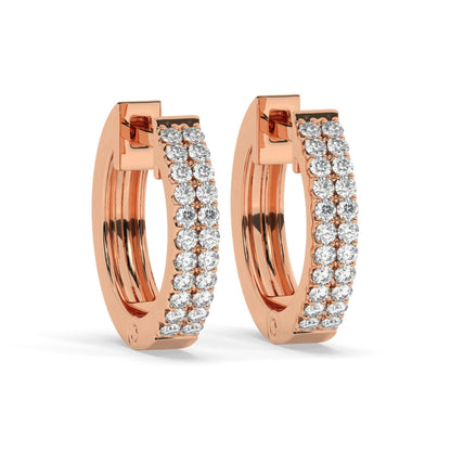 Double Row Diamond Hoop Earrings