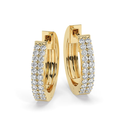 Double Row Diamond Hoop Earrings
