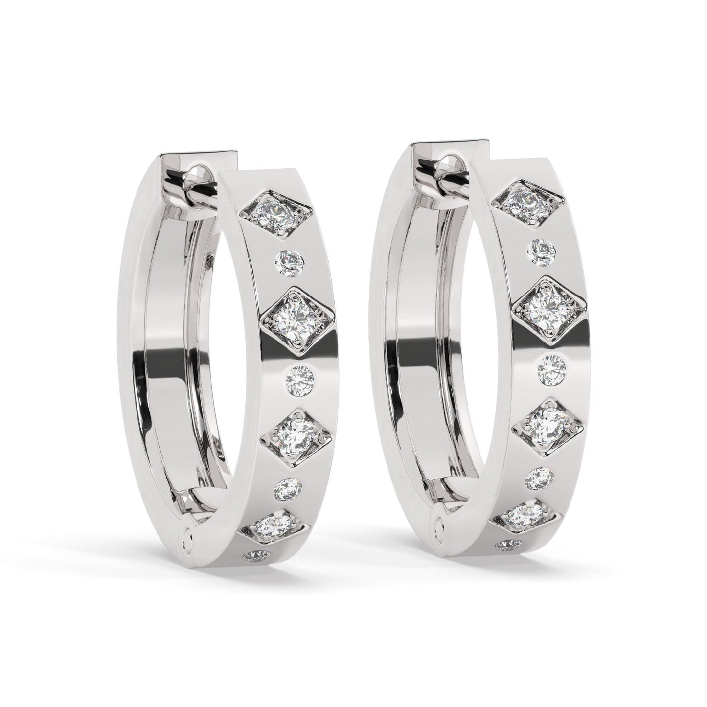14k Gold Engraved Diamond Small Hoop Huggie Earrings/ Anniversary Birthday Bridal Wedding Gift for her/ Classic dainty earrings