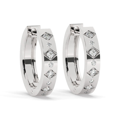 14k Gold Engraved Diamond Small Hoop Huggie Earrings/ Anniversary Birthday Bridal Wedding Gift for her/ Classic dainty earrings