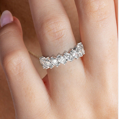 Unique Tilted Marquise Wedding Band / 14k Gold Marquise Eternity Wedding Ring / 2.75 CT Marquise Eternity Band / Anniversary Ring