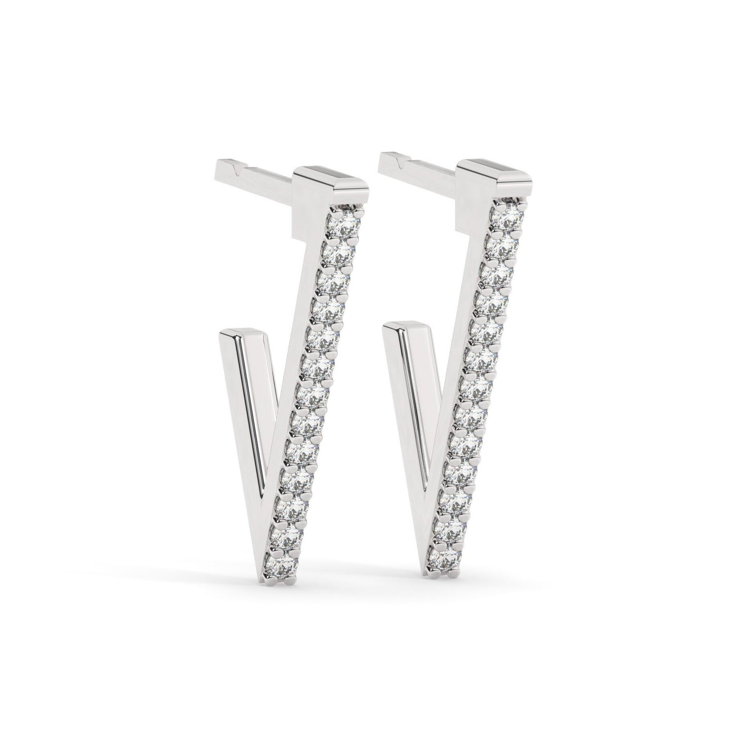 Diamond Triangle Hoop Earrings / 14k Gold Diamond Triangle Hoop Earrings / Diamond Earrings / Anniversary Gift / Diamond Gift Ideas