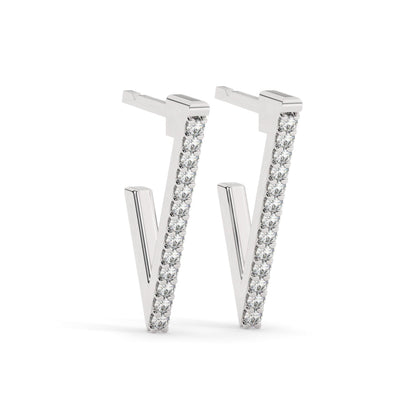 Diamond Triangle Hoop Earrings / 14k Gold Diamond Triangle Hoop Earrings / Diamond Earrings / Anniversary Gift / Diamond Gift Ideas