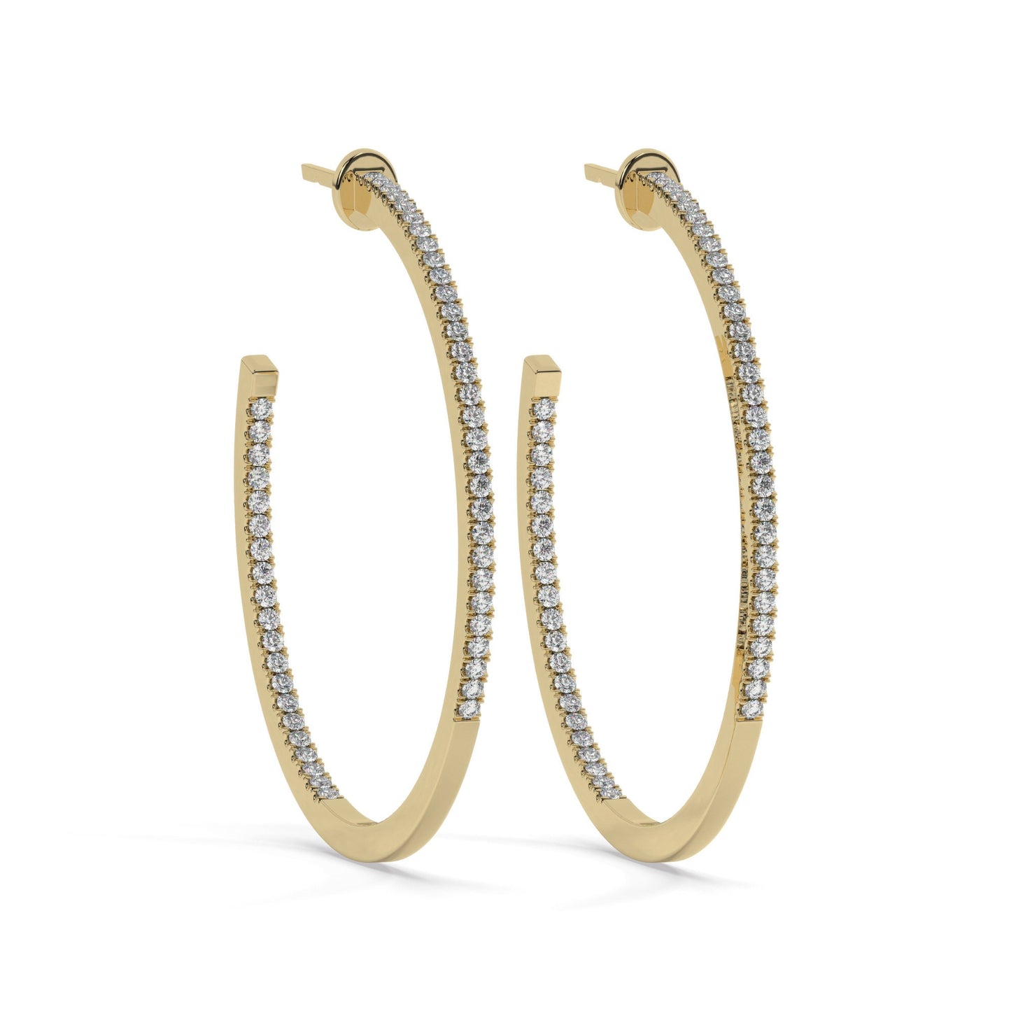 14k Gold Pave Diamond Hoops / Large Hoop Earrings / Diamond Inside Out Hoop Earrings / Anniversary Birthday / Bridal Wedding Gift for her