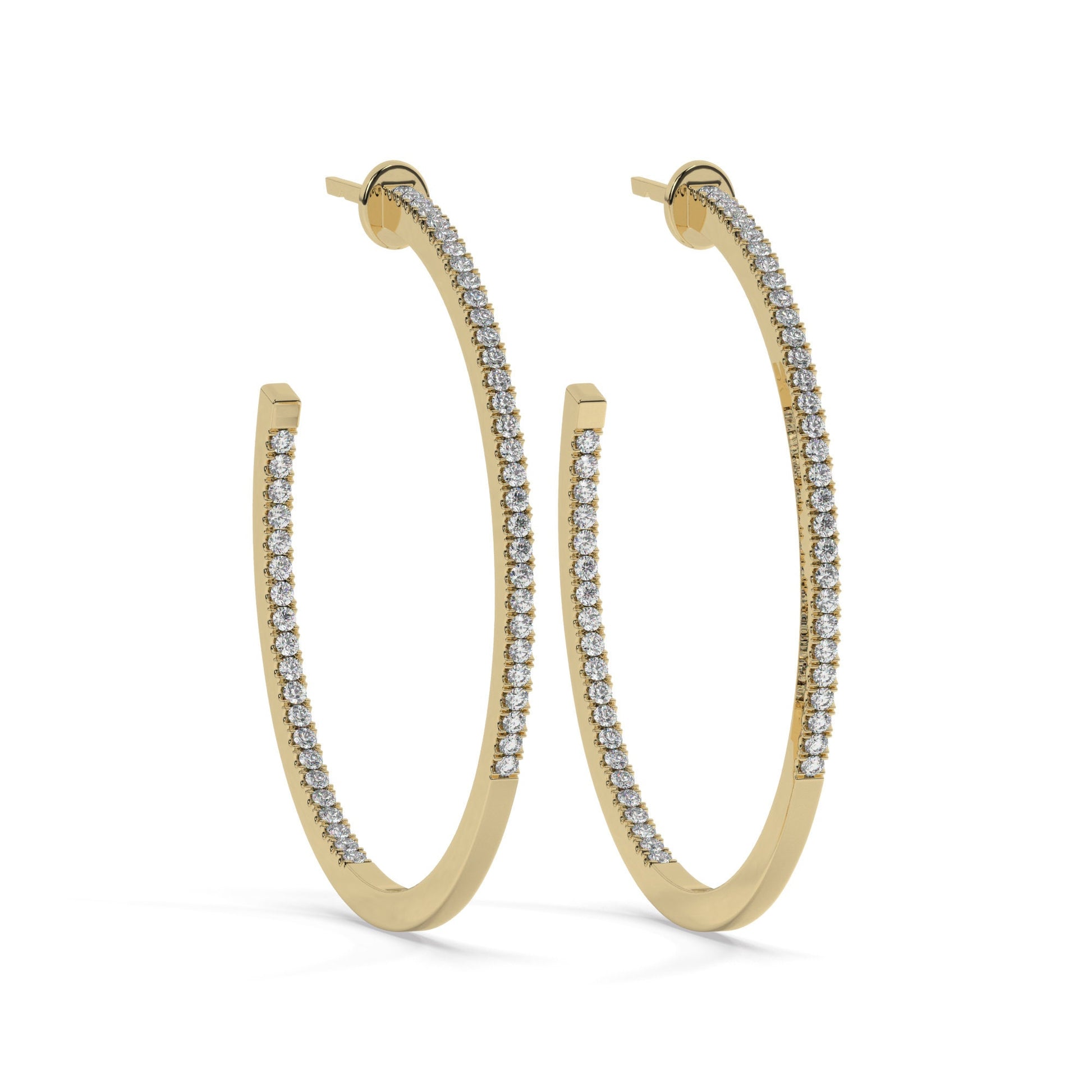 14k Gold Pave Diamond Hoops / Large Hoop Earrings / Diamond Inside Out Hoop Earrings / Anniversary Birthday / Bridal Wedding Gift for her