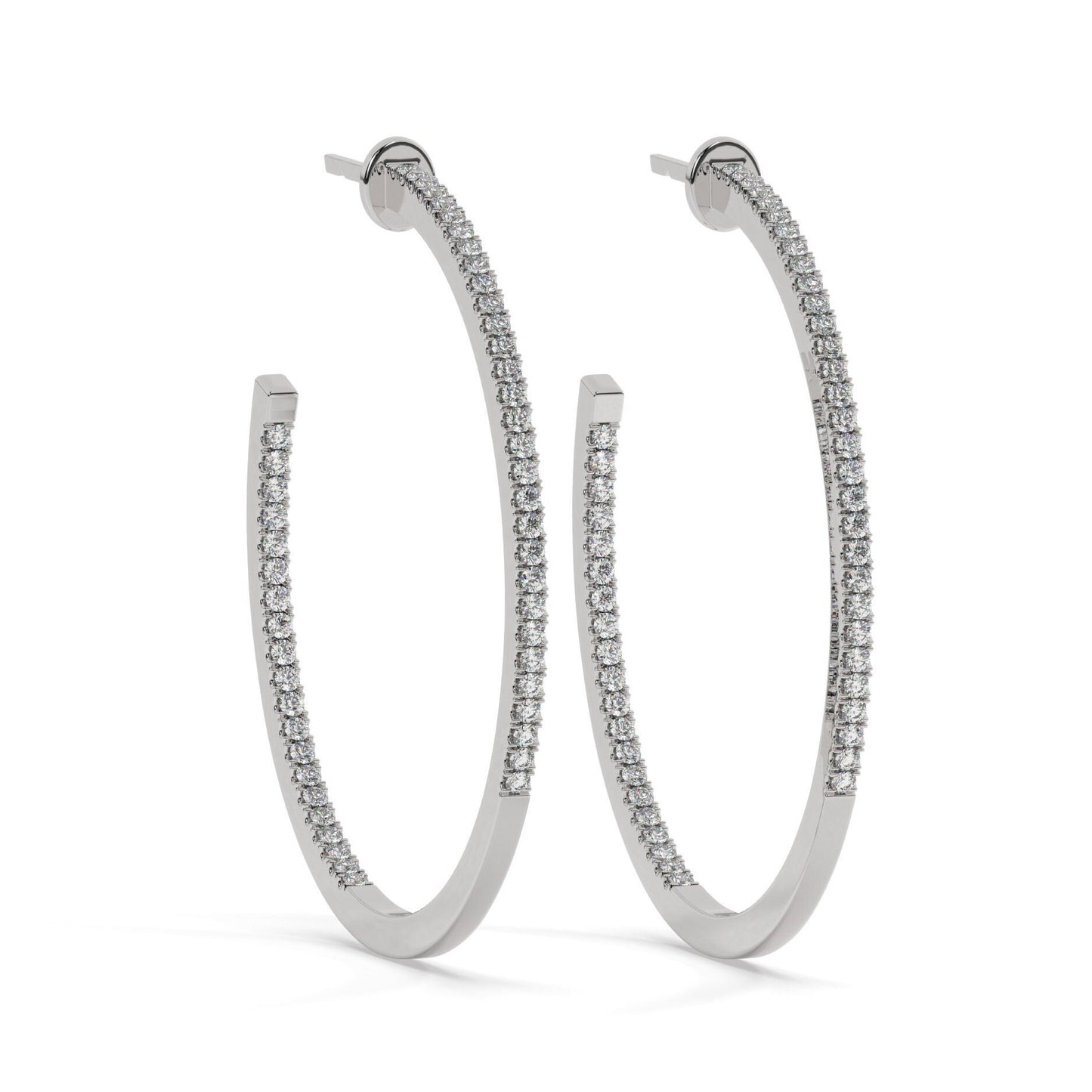 14k Gold Pave Diamond Hoops / Large Hoop Earrings / Diamond Inside Out Hoop Earrings / Anniversary Birthday / Bridal Wedding Gift for her