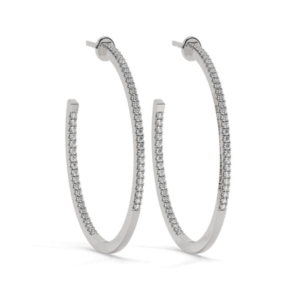 14k Gold Pave Diamond Hoops / Large Hoop Earrings / Diamond Inside Out Hoop Earrings / Anniversary Birthday / Bridal Wedding Gift for her